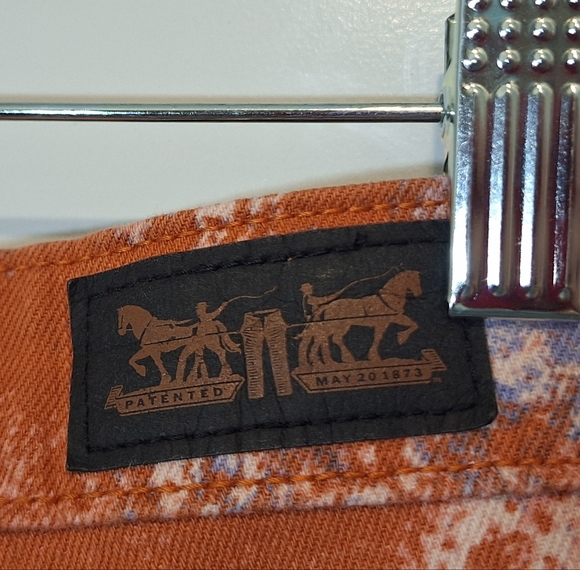 Levis Tie Dye Splotched Midrise Skinny Jeans Orange Blue Cotton Stretch Sz 31 - Picture 11 of 13